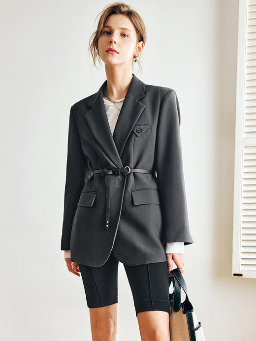 OLrain欧芮儿法式深灰色西装外套女早秋2022新款宽松休闲时尚上衣 商品图3