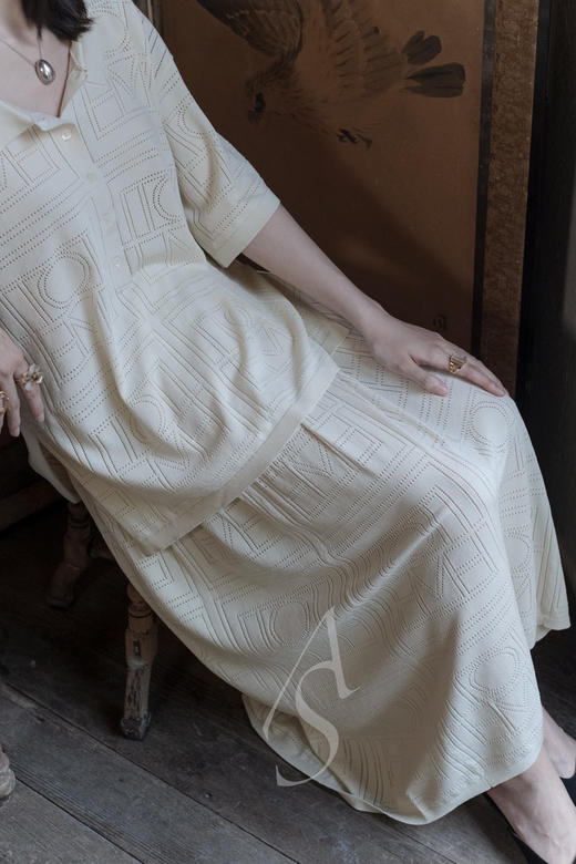 TOTEME 米色/黑色网眼针织半裙 商品图0