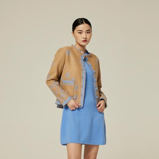 羊绒提花面料小香流苏外套 SJF94W248K 商品图1