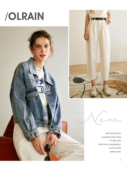 欧芮儿牛仔外套女2022秋季新款小个子短款翻领法式时尚休闲上衣 商品图2