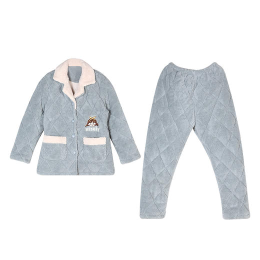 都市丽人睡衣三层夹棉法兰绒夹棉家居服长袖类LH21M3 商品图3