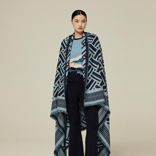 羊绒羊毛提花披肩 SJF94P631W 商品图0