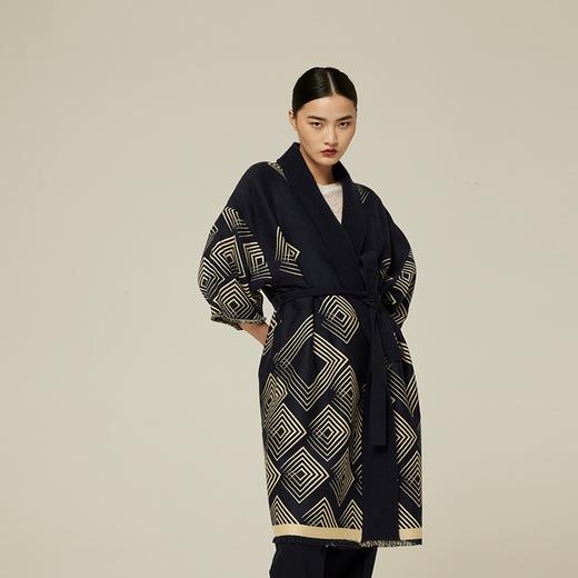 羊绒桑蚕丝提花面料大衣 SJF94W372K 商品图2