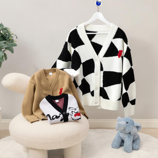 【mini亲子】迷你巴拉开衫秋季母女装女童宝针织毛衣外套 商品图2