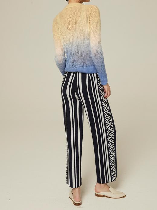 羊绒竖条直筒九分阔腿裤 SJF94K257K 商品图4