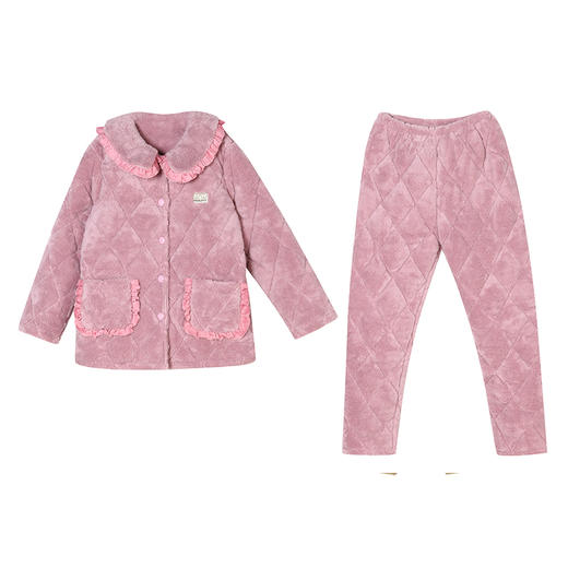 都市丽人睡衣三层夹棉法兰绒夹棉家居服长袖类LH21L9 商品图5