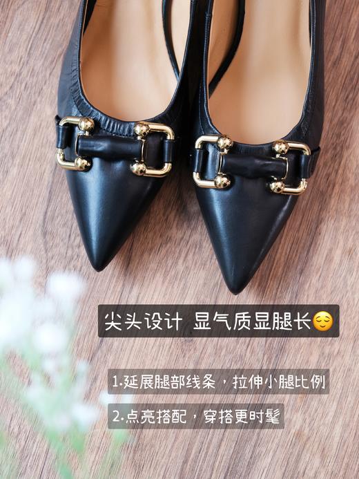 skp奢JI品牌代工厂定制——竹节扣胎牛皮优雅高跟鞋！6CM跟高 脚口松紧褶超显瘦包脚！柔软羊皮里 北京SKP商场线下款跟单 Gu*ci经典竹节元素 中国风韵味 尖头显气质显腿长！ 商品图3