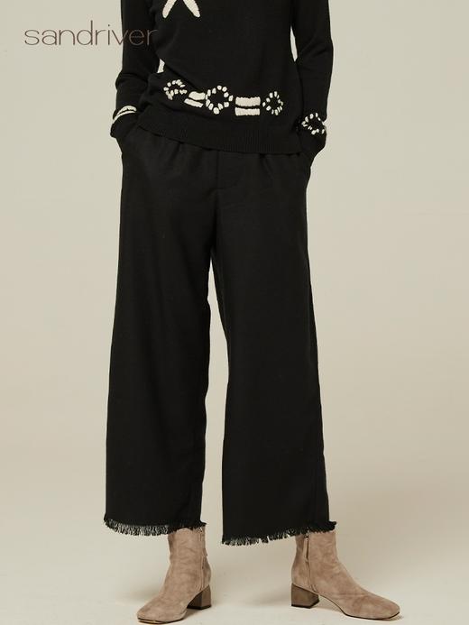 流苏边羊绒休闲裤 SJF94K186W 商品图0