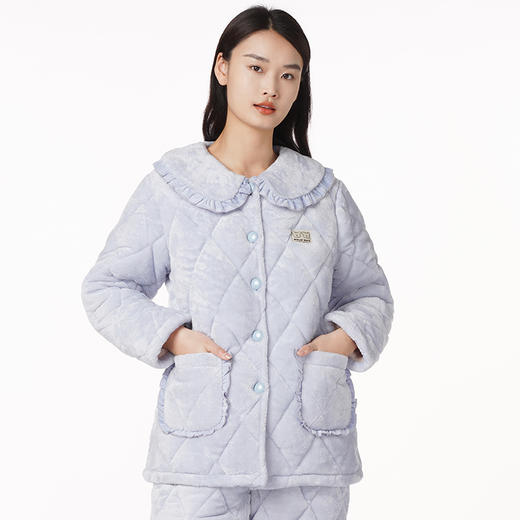 都市丽人睡衣三层夹棉法兰绒夹棉家居服长袖类LH21L9 商品图0