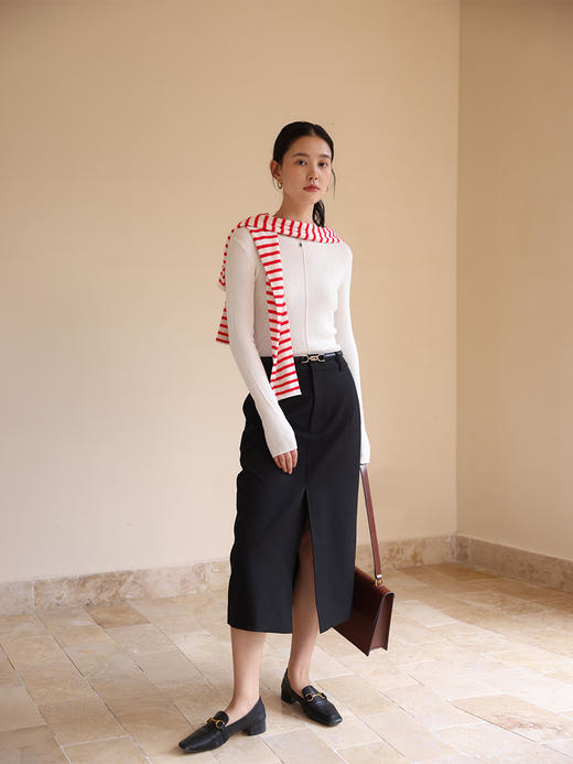 HeyDress西装半身裙女秋季高腰显瘦开叉设计中长半裙气质一步裙子 商品图4