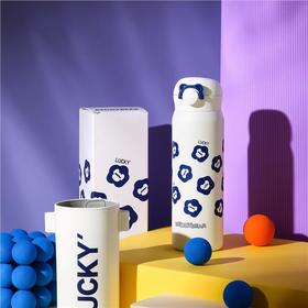 杯具熊克莱因蓝成人学生男女不锈钢保温杯直饮水壶幸运杯弹跳盖杯