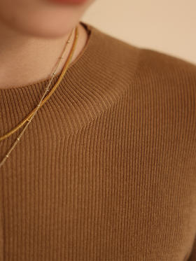 HeyDress半高领针织衫女秋冬圆领修身设计感打底衫内搭上衣