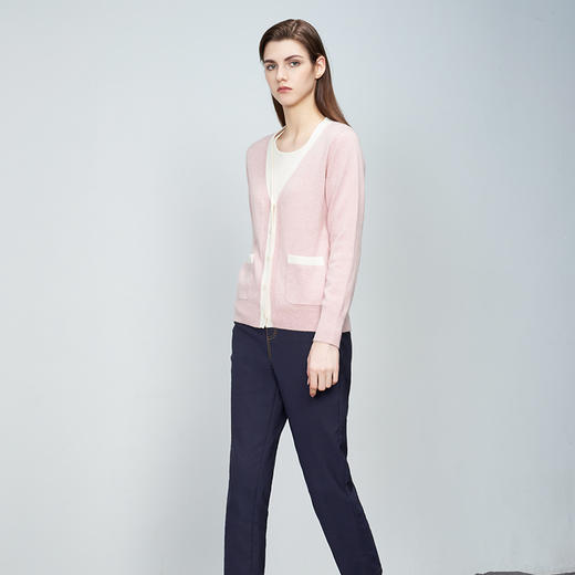 【纯羊绒针织开衫】羊绒世家秋冬新品女士100%山羊绒针织开衫时尚长袖休闲外套 商品图4