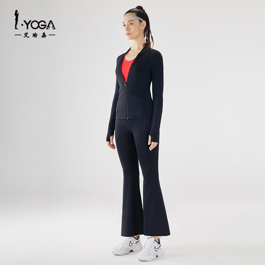 IYOGA瑜伽服外套夹克长袖及臀修身显瘦保湿拇指套防滑亲肤胶原蛋白面料J024 商品图4