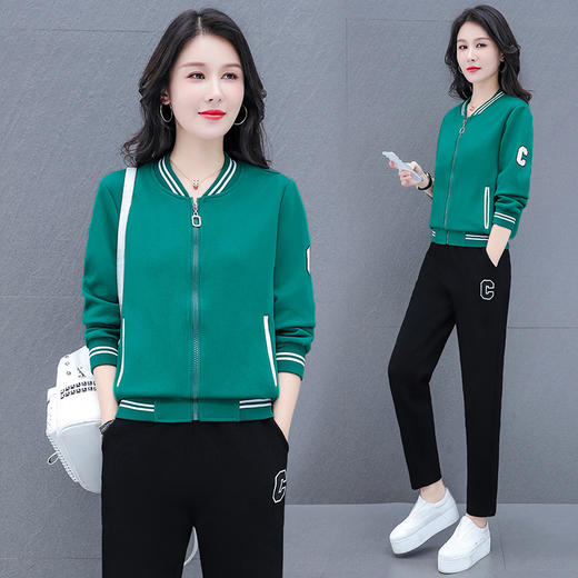 网红大码棒球服运动套装女春秋季2022新款中年妈妈休闲装TRFB7510 商品图5