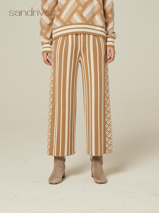 羊绒竖条直筒九分阔腿裤 SJF94K257K 商品图3