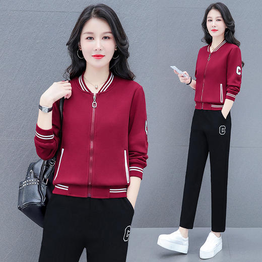 网红大码棒球服运动套装女春秋季2022新款中年妈妈休闲装TRFB7510 商品图1