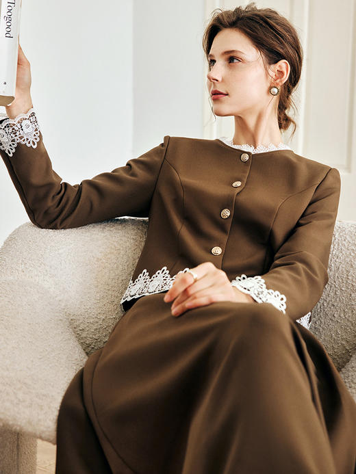 OLrain欧芮儿法式咖色时尚套装女早秋2022年新款外套半身裙两件套 商品图2