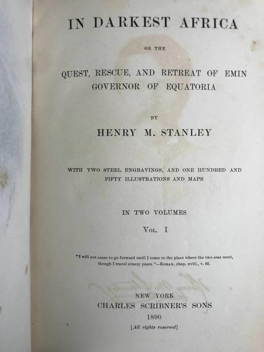 1890年 亨利·莫顿·斯坦利《最黑暗的非洲》（全2卷） 152幅木版画插图与地图 真皮精装大32开 商品图4