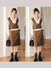 OLrain欧芮儿法式咖色时尚套装女早秋2022新款撞色裙子休闲两件套 商品缩略图3