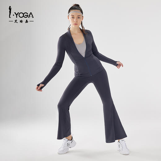 IYOGA瑜伽服外套夹克长袖及臀修身显瘦保湿拇指套防滑亲肤胶原蛋白面料J024 商品图7