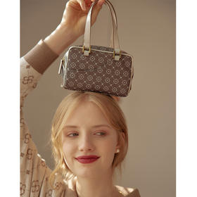 simpleretro波士顿包迷你小包包女秋斜挎包法式印花手提包