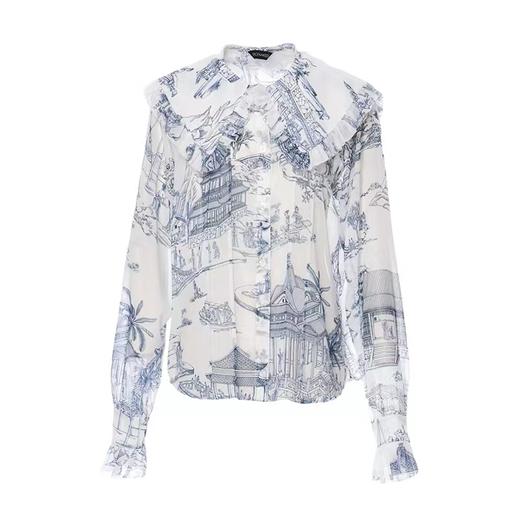 雍正行乐图原创印花娃娃领上衣 商品图0