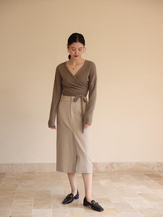 HeyDress西装半身裙女秋季高腰显瘦开叉设计中长半裙气质一步裙子 商品图0