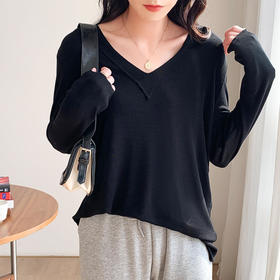 CPMY7162新款时尚气质休闲宽松显瘦百搭V领长袖打底衫