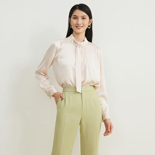 EITIE爱特爱秋季新款时尚职业百搭显瘦飘带小上衣7113801 商品图3