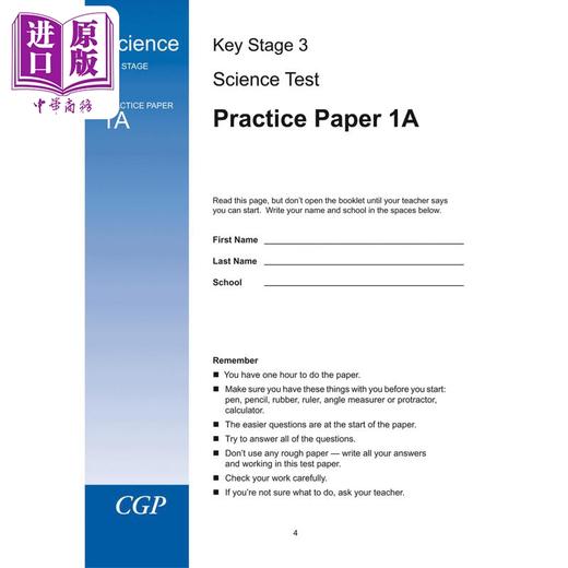 【中商原版】CGP KS3 Science Practice Tests CGP KS3 科学实践测试 英文原版教材 商品图1