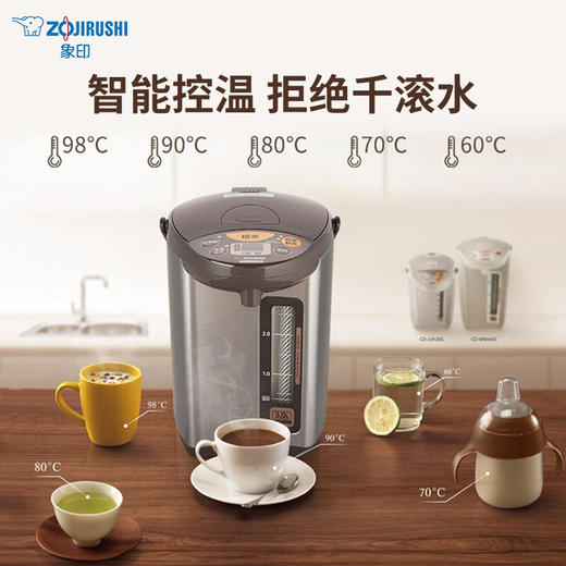 象印（ZO JIRUSHI）电水壶五段控温微电脑可定时 家用办公3L容量 CD-WDH30C-HM(灰色) 商品图4