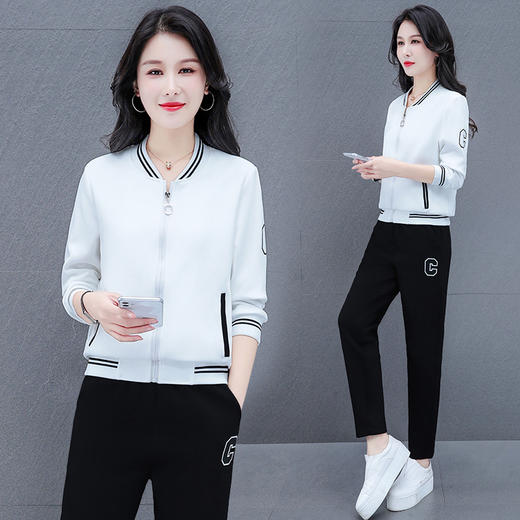 网红大码棒球服运动套装女春秋季2022新款中年妈妈休闲装TRFB7510 商品图7