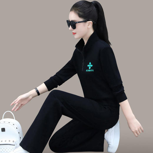 SP63-5517新款时尚气质休闲立领长袖卫衣运动阔腿裤两件套 商品图3