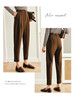 OLrain欧芮儿法式咖色休闲裤女早秋2022年新款直筒阔腿九分西装裤 商品缩略图3