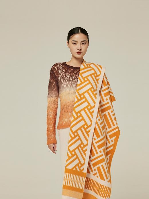 游牧编织纹羊绒双面披肩 SJF94P611W 商品图1