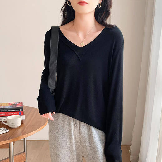 CPMY7162新款时尚气质休闲宽松显瘦百搭V领长袖打底衫 商品图3