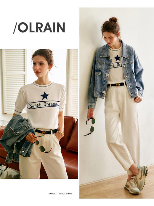 欧芮儿牛仔外套女2022秋季新款小个子短款翻领法式时尚休闲上衣 商品图1