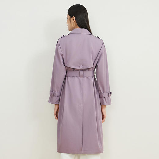 EITIE爱特爱秋新款经典双排扣纯色显瘦百搭纯棉长款风衣外套C2204008 商品图9