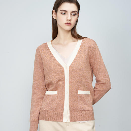 【纯羊绒针织开衫】羊绒世家秋冬新品女士100%山羊绒针织开衫时尚长袖休闲外套 商品图3