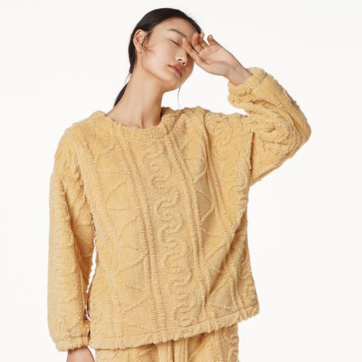 都市丽人生活家居法兰绒套装长毛绒提花厚家居服长袖睡衣LH22F8 商品图0