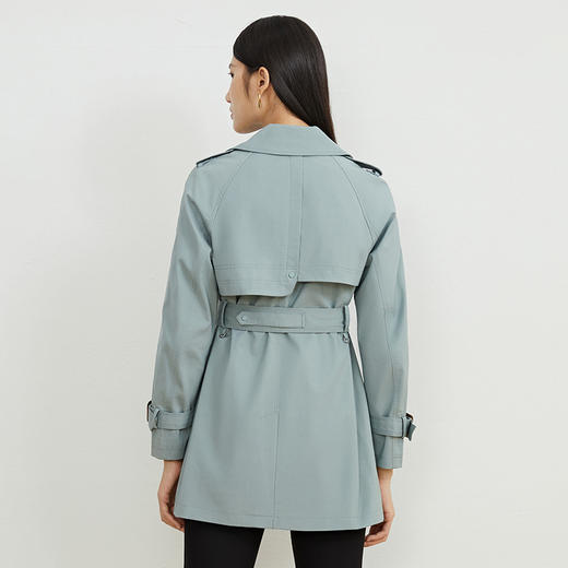 EITIE爱特爱秋季新款经典双排扣显瘦通勤蓝色a字收腰风衣外套C2204006 商品图4