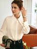 欧芮儿杏色衬衫女2022秋季新款修身法式别致洋气设计感小众上衣 商品缩略图0
