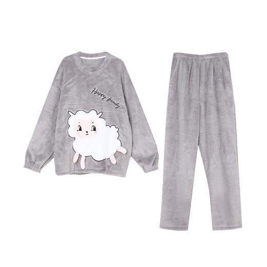 都市丽人生活家居女士长毛绒套装长毛绒厚家居服长袖睡衣LH22F4 商品图4