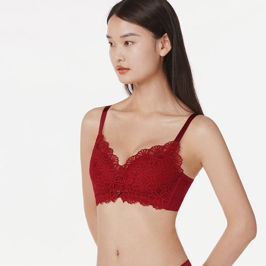 都市丽人自然舒适B杯常规内衣蕾丝薄3/4杯文胸三排扣软脂胶圈LB22G7 商品图1