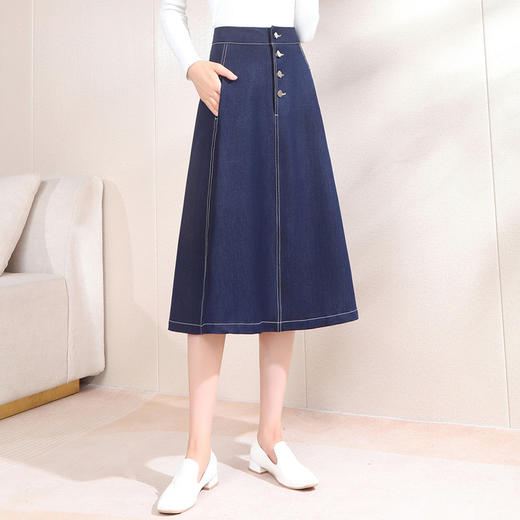2022秋季新款半身裙时尚高腰A字裙长款大摆裙牛仔裙TY-A109 商品图1