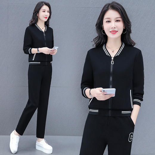 网红大码棒球服运动套装女春秋季2022新款中年妈妈休闲装TRFB7510 商品图3