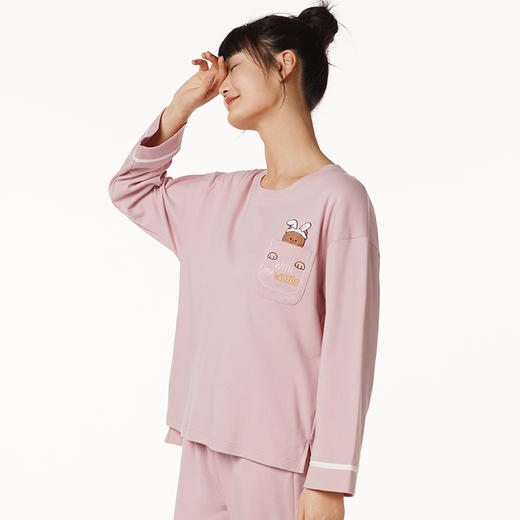 都市丽人好睡好眠女士正价棉质套装40支CVC双面中家居服长袖睡衣LH22F9 商品图1