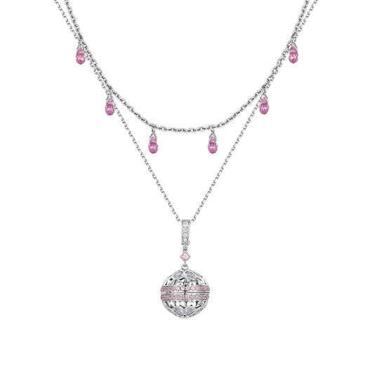 Sugar Morganite方糖摩根石系列 | 圣母百花殿摩根石叠戴白金吊坠 商品图1