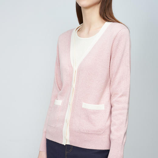 【纯羊绒针织开衫】羊绒世家秋冬新品女士100%山羊绒针织开衫时尚长袖休闲外套 商品图2